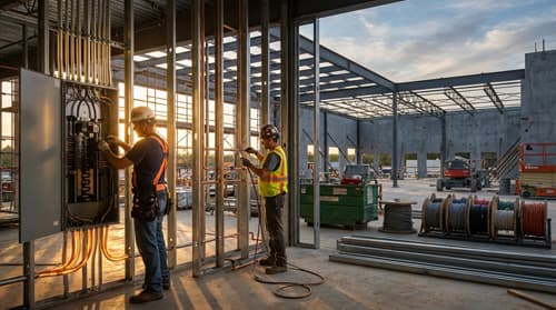 Electrician working on a panel