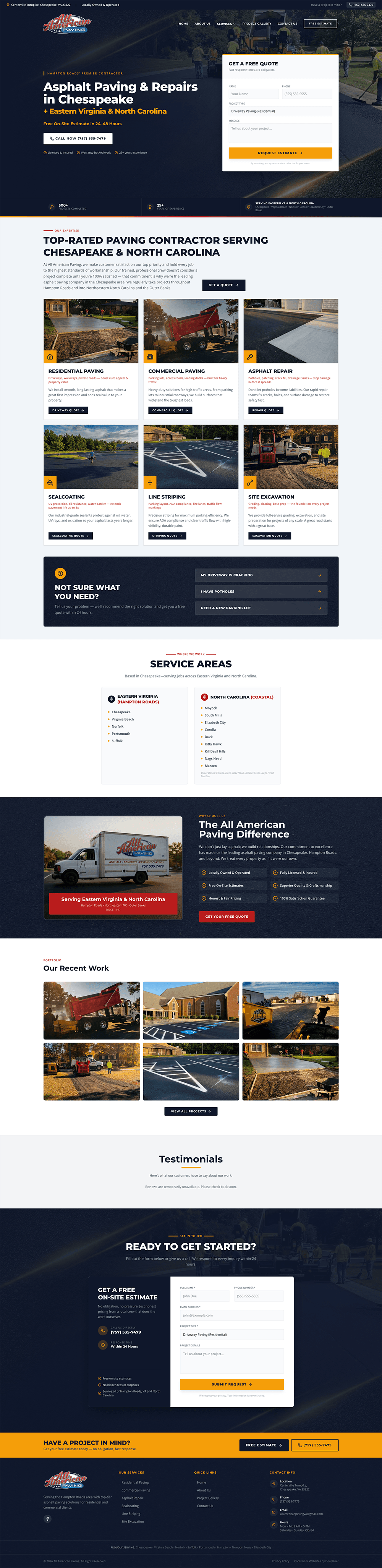All American Paving website screenshot