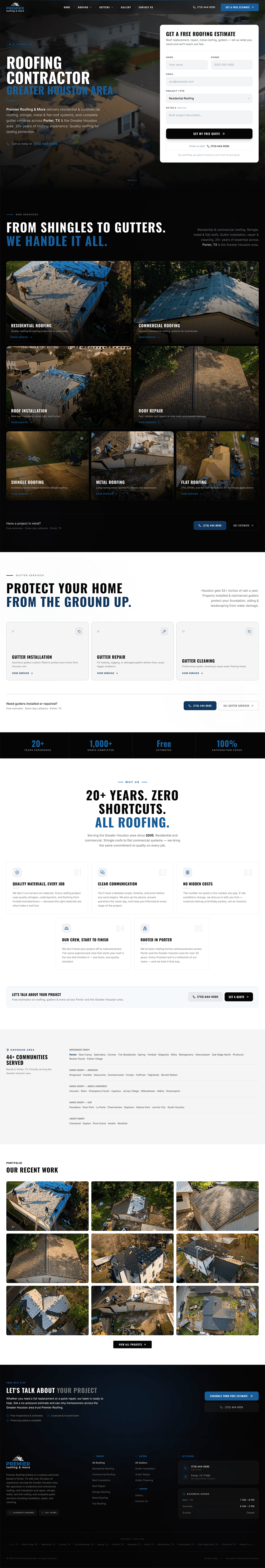 Premier Roofing website screenshot