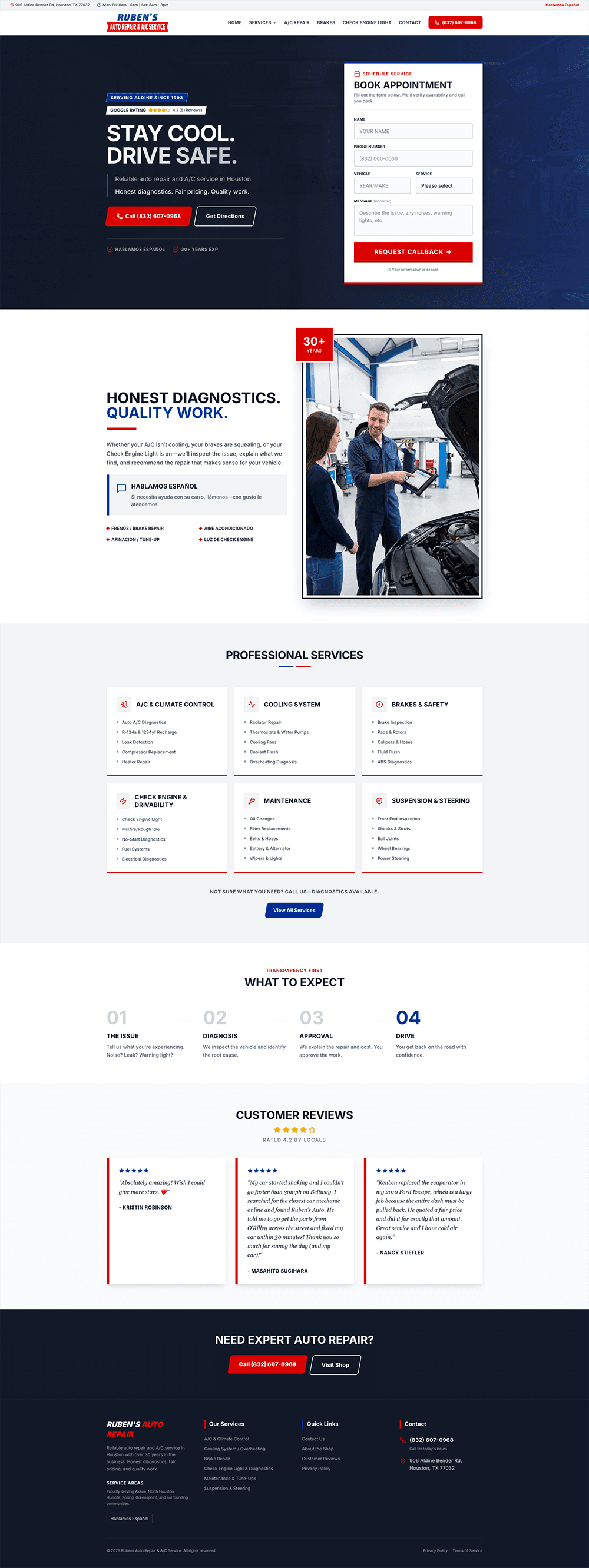 Rubens Auto Repair website screenshot