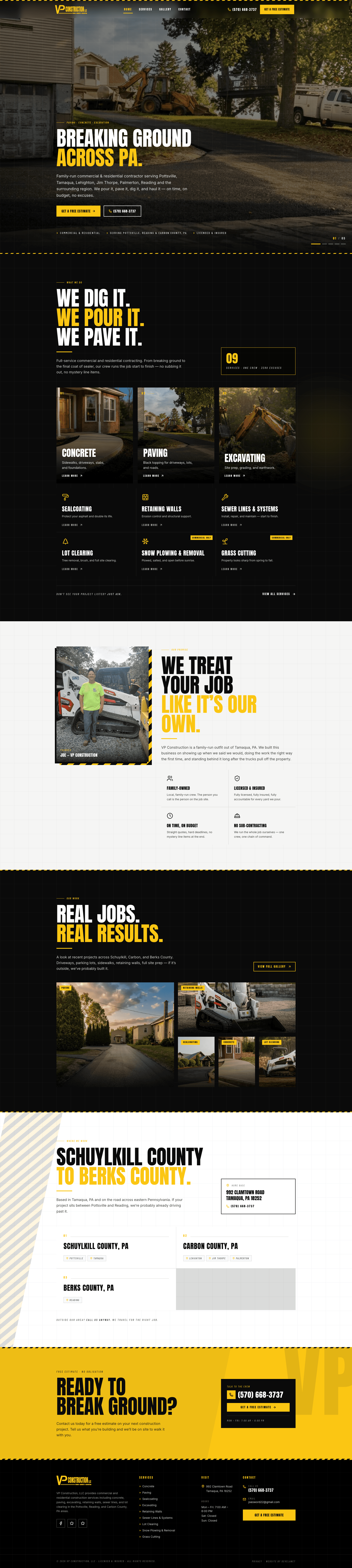 VP Construction website screenshot