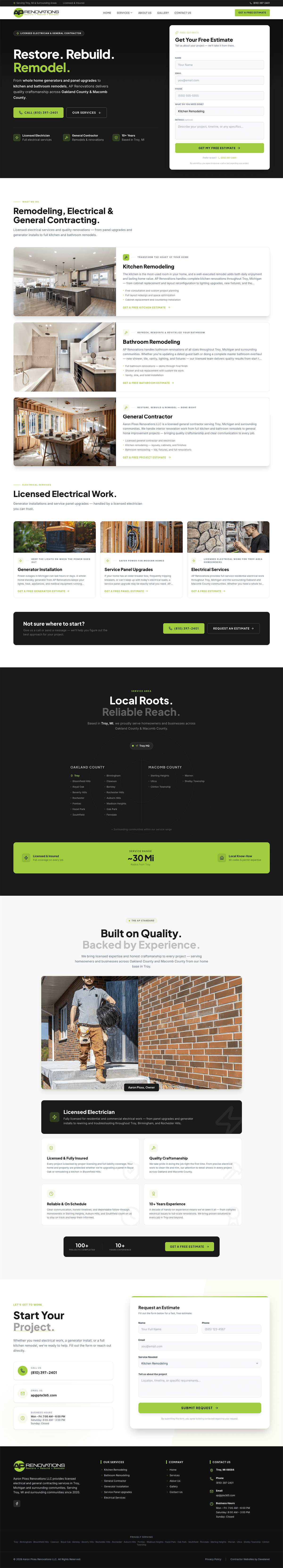 AP Renovations MI website screenshot