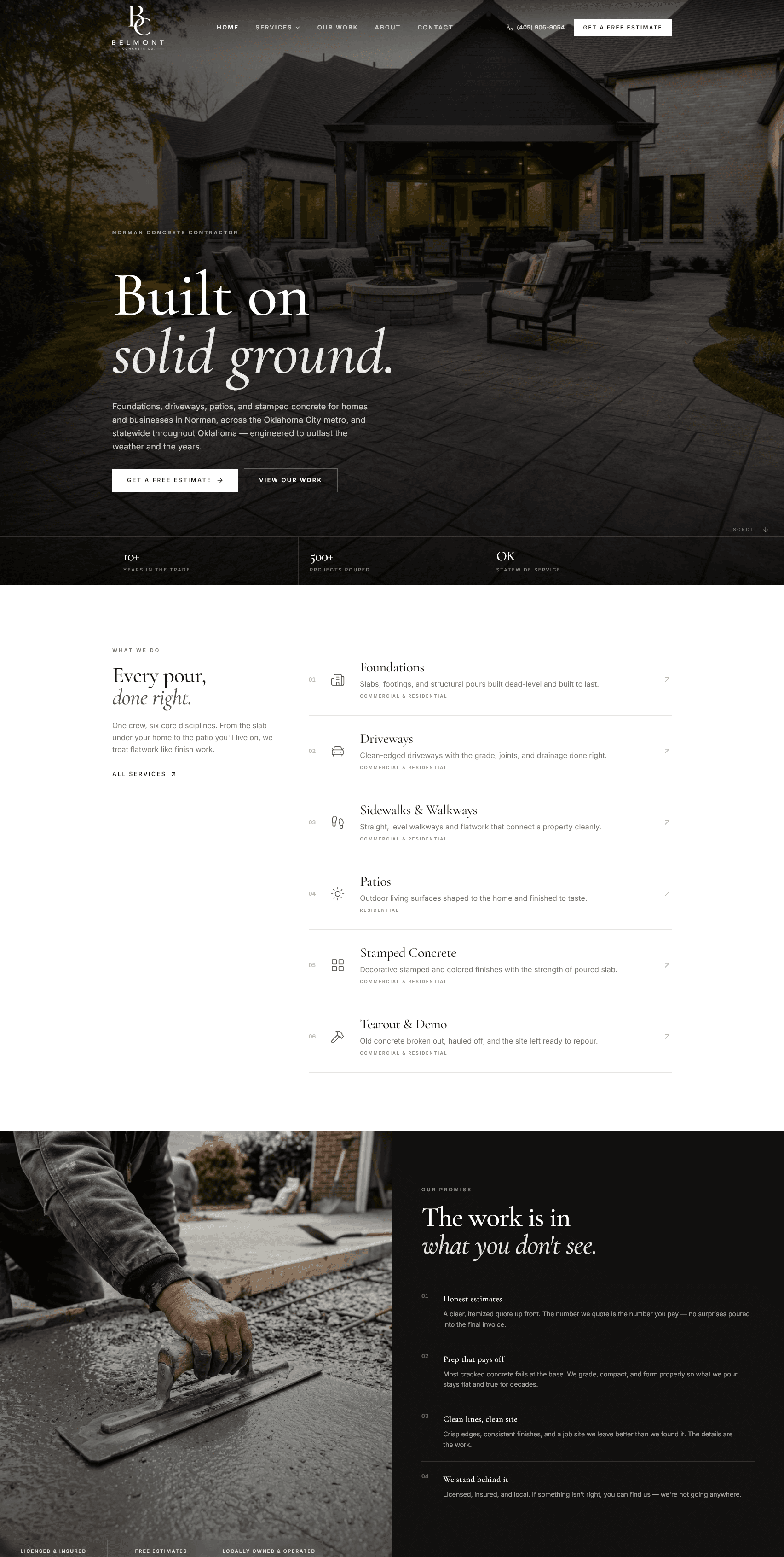 Belmont Concrete — Concrete website built by Develanet