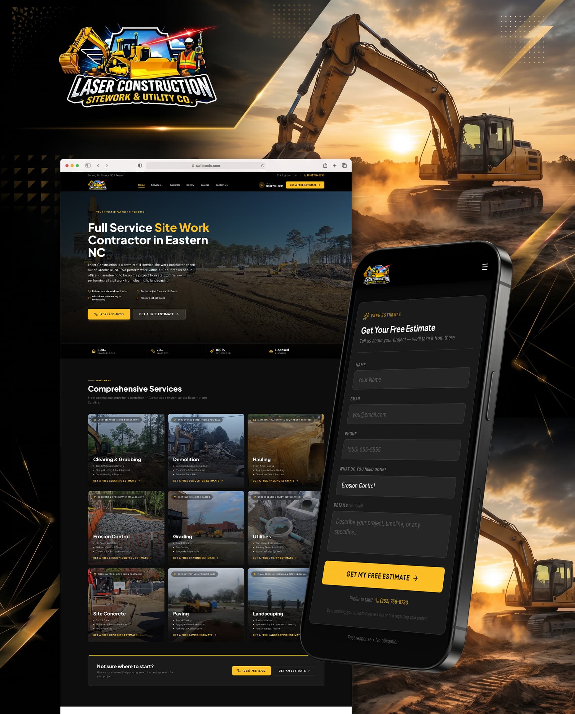 Laser Construction website screenshot