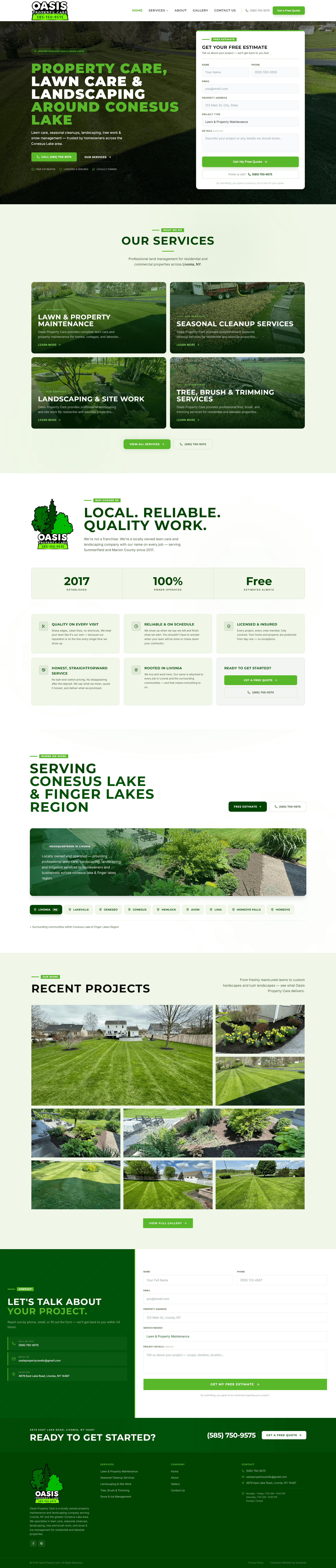 Oasis Property Care website screenshot