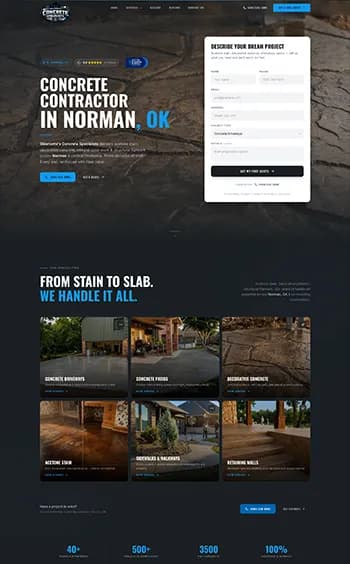 Oklahoma's Concrete Specialists website screenshot