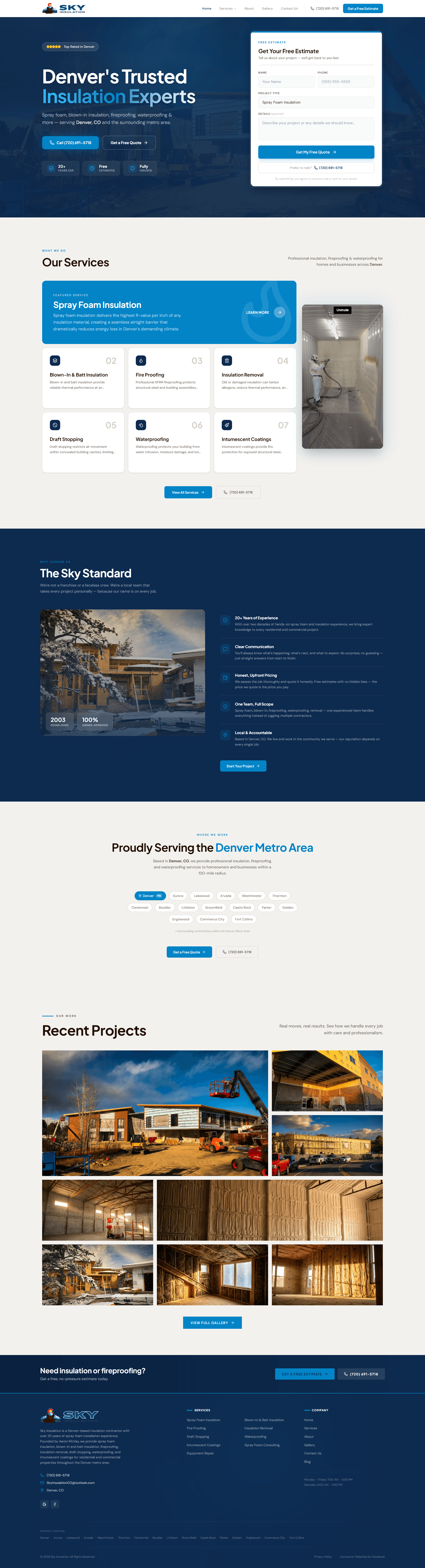 Sky Insulation website screenshot