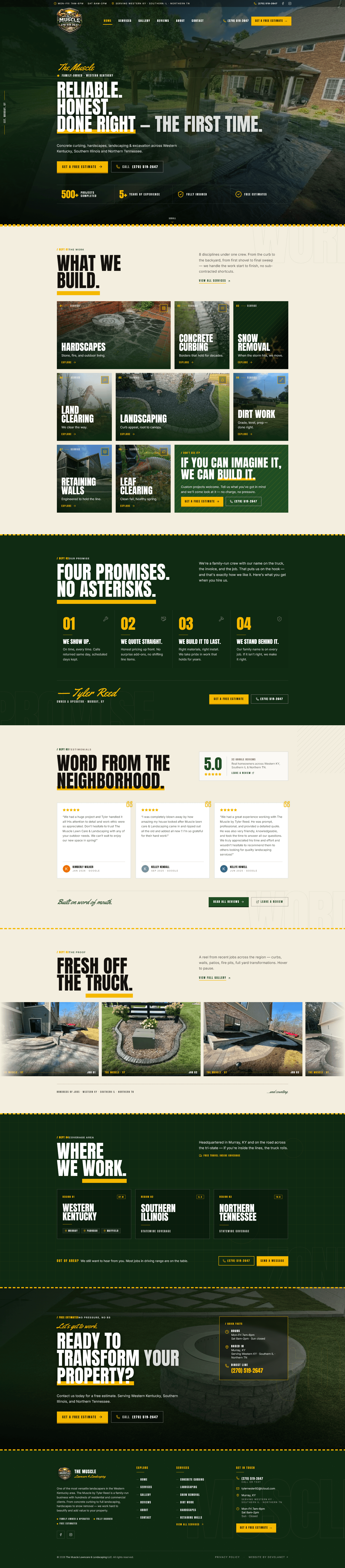 The Muscle Landscaping website screenshot