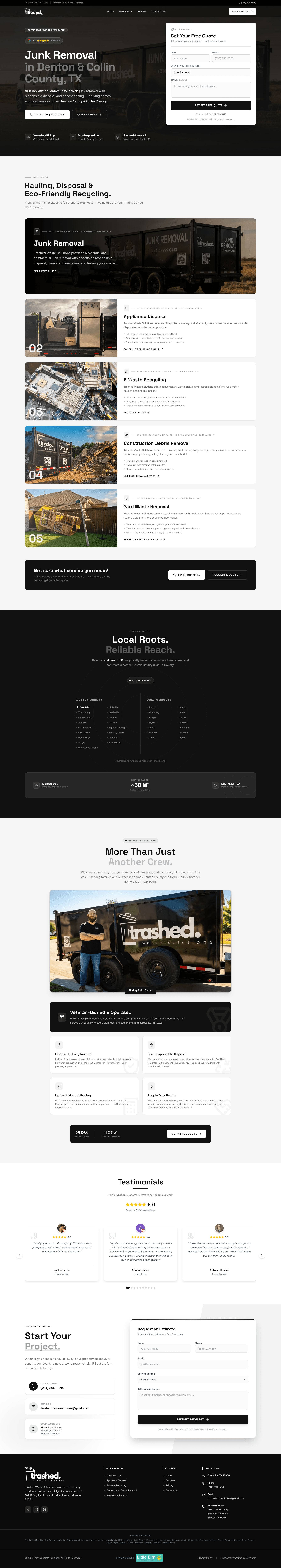 Trashed Waste Solutions website screenshot