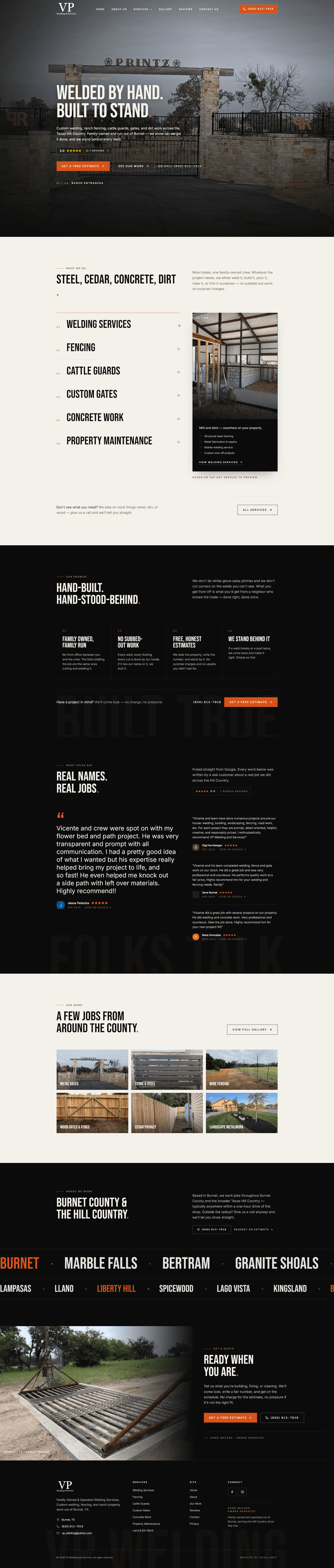 VP Welding website screenshot